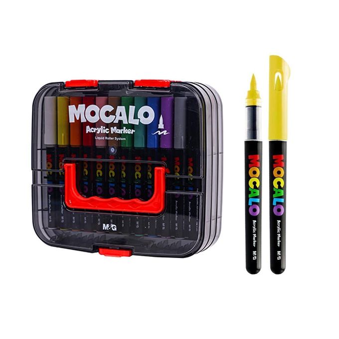 M&G Chenguang Mocalo Acrylic Marker Set – 48 Colors, 1mm Fine Tip, Water-Based Paint Markers in Portable Storage Case
