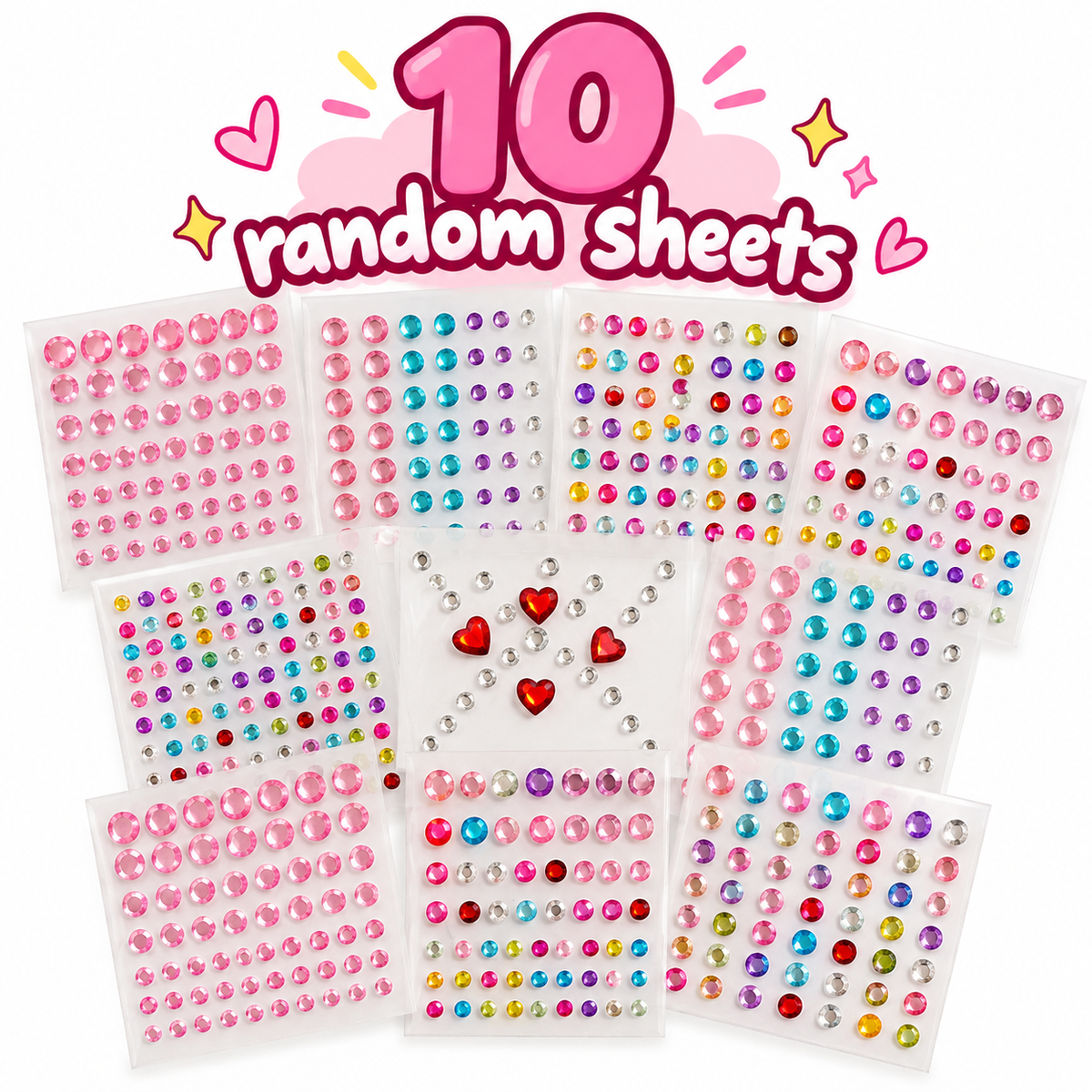 10 Random Rhinestone Sticker Sheets