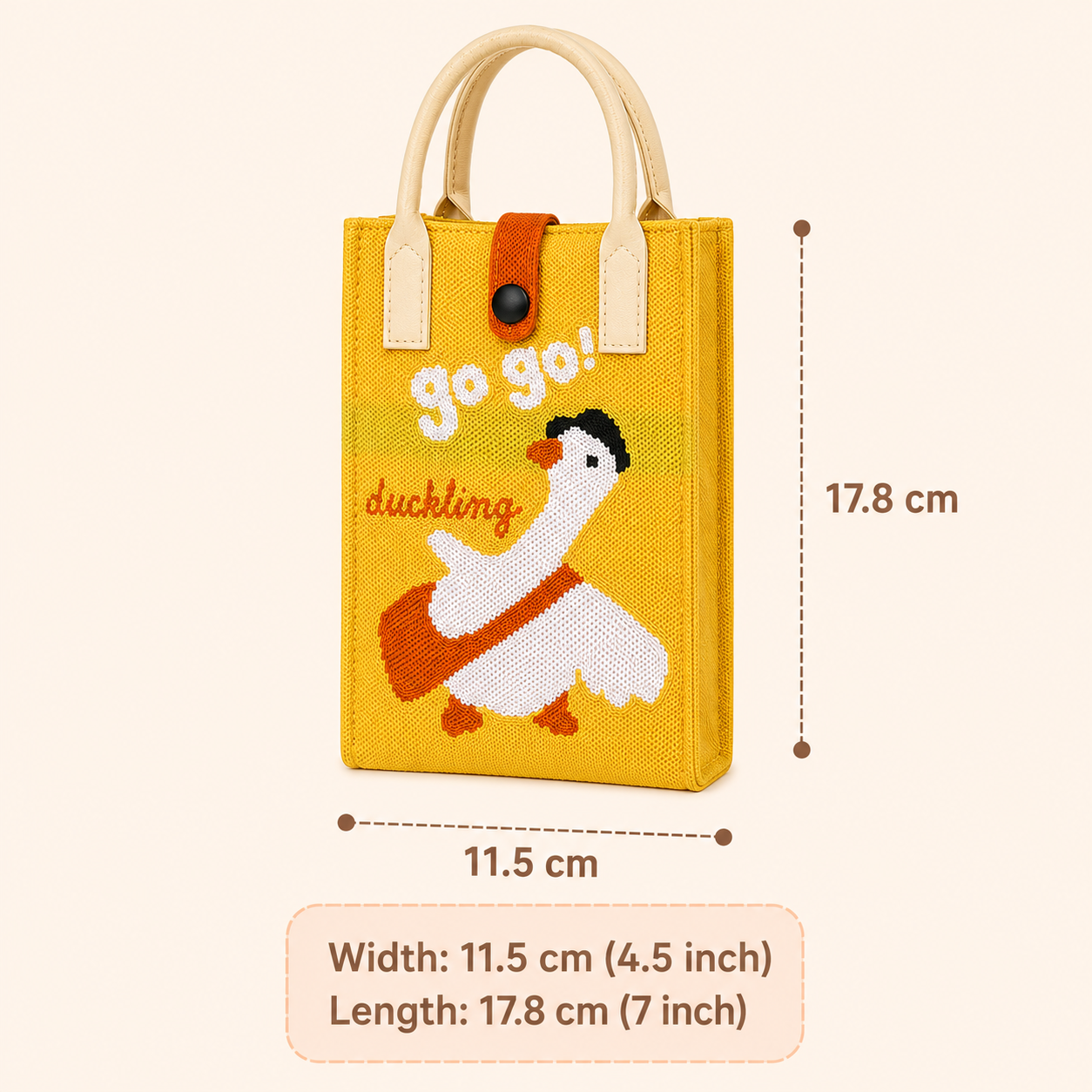 Duck Crossbody Mobile Sling Bag with Strap & Silicone Handle
