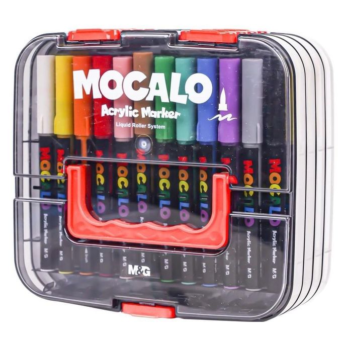 M&G Chenguang Mocalo Acrylic Marker Set – 48 Colors, 1mm Fine Tip, Water-Based Paint Markers in Portable Storage Case