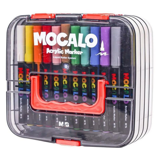 M&G Chenguang Mocalo Acrylic Marker Set – 48 Colors, 1mm Fine Tip, Water-Based Paint Markers in Portable Storage Case