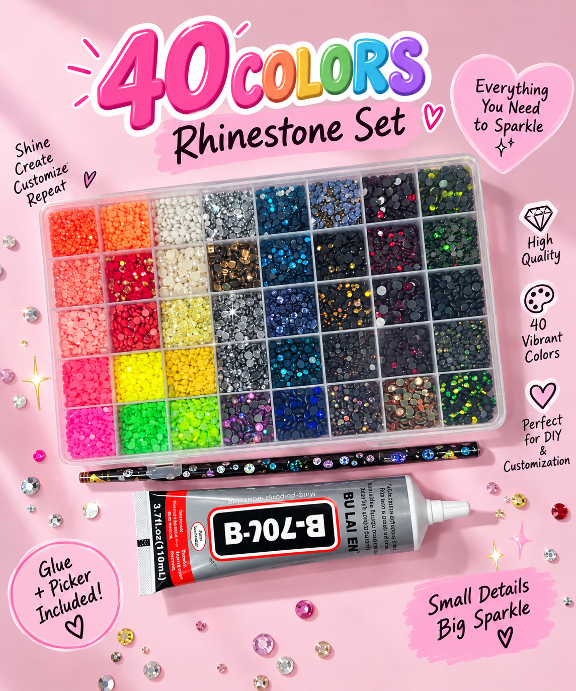 40 Colors Sparkle Diamond Art Kit – 40 Colors