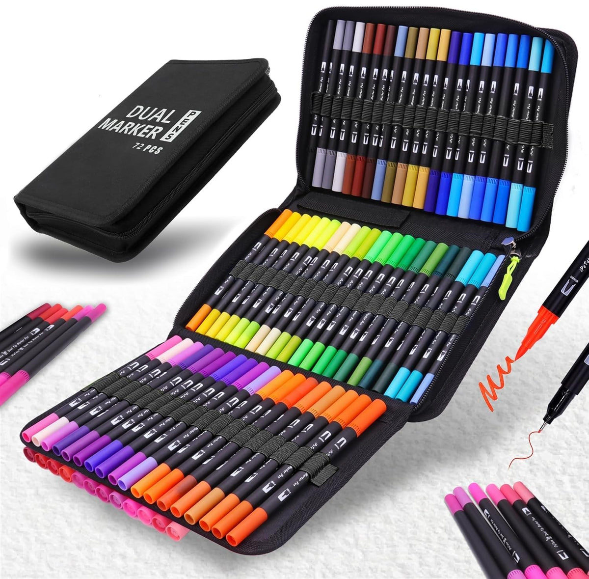 72Colors Dual Brush Pens Set with Case