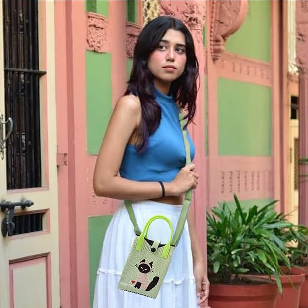 Cat Mini Knit Crossbody Bag