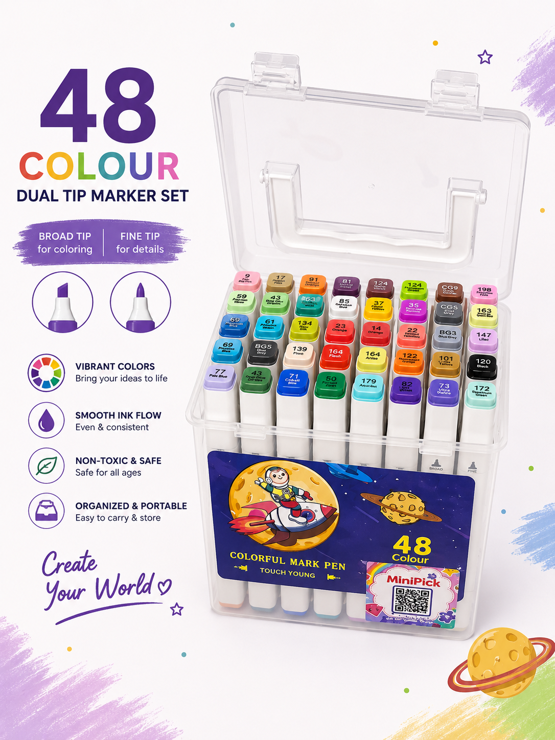 48-Piece Touch Art Marker Pen Set