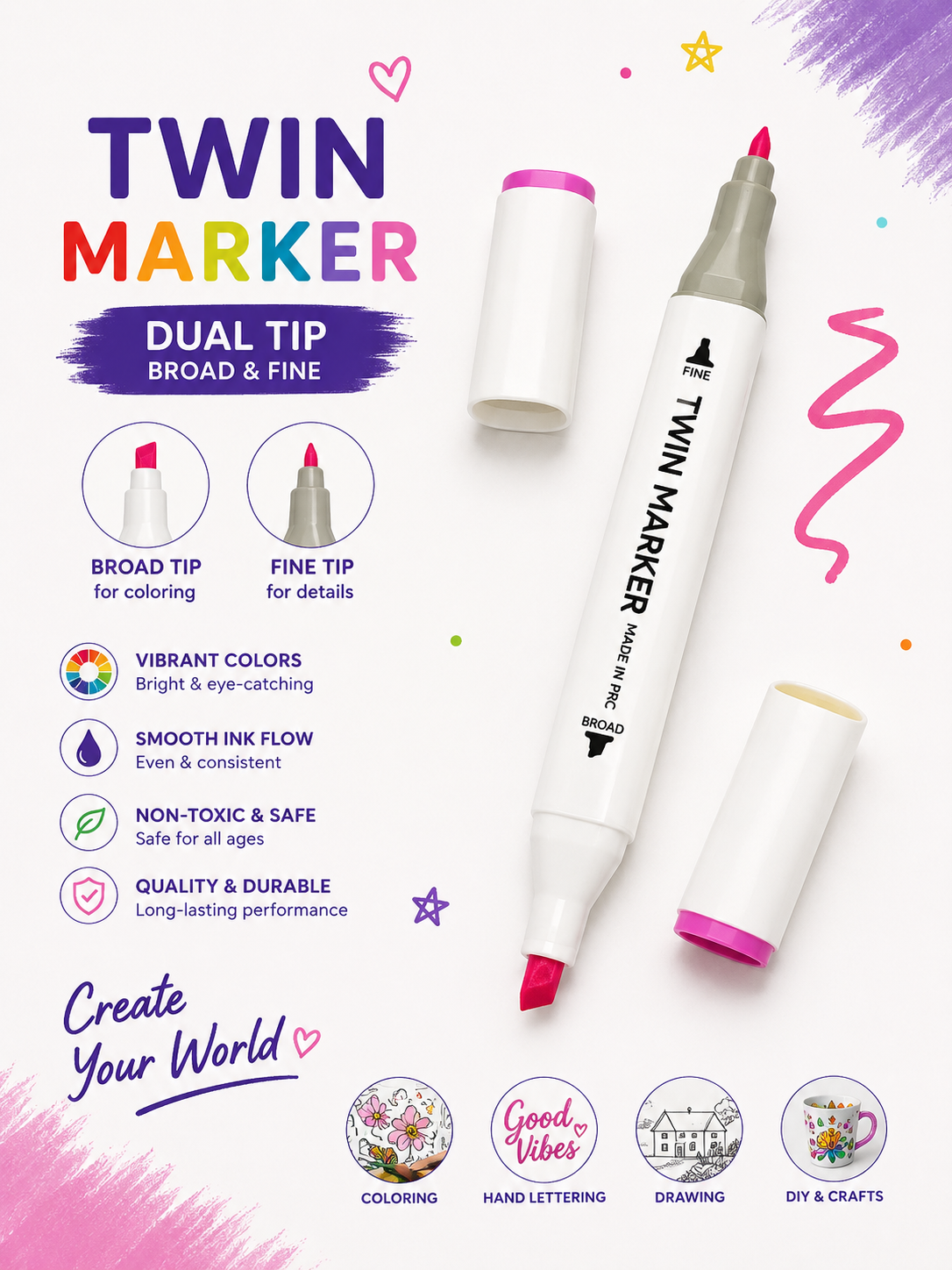 60-Piece Touch Art Marker Pen Set
