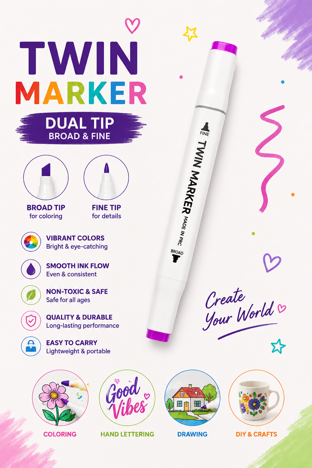 60-Piece Touch Art Marker Pen Set