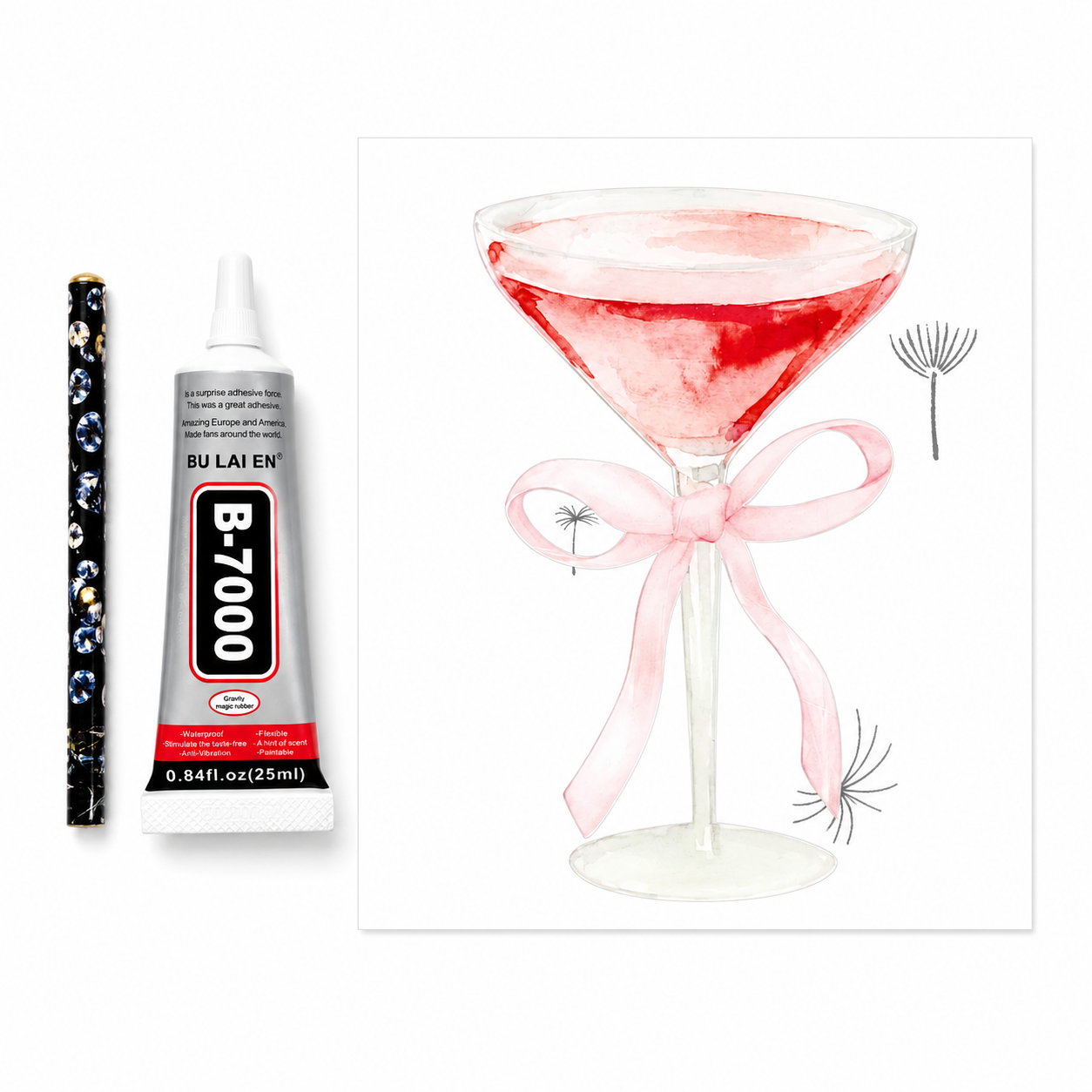 Acrylic Martini Glass Sparkle Diamond Art Kit