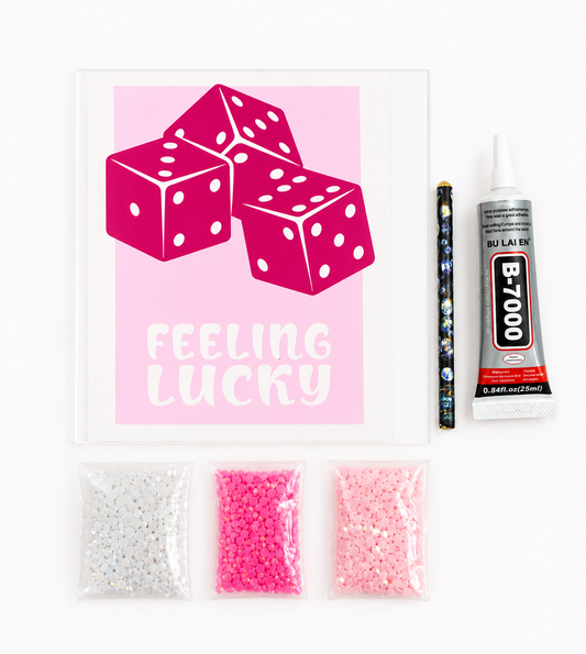 Acrylic Pink Dice Sparkle Diamond Art Kit