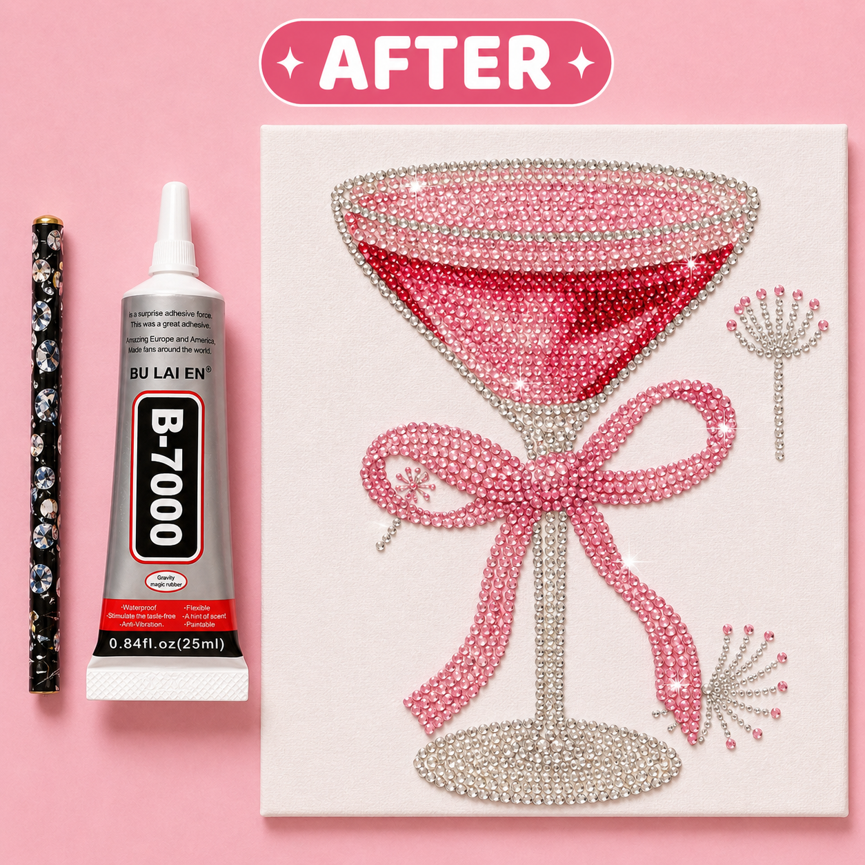 Acrylic Martini Glass Sparkle Diamond Art Kit