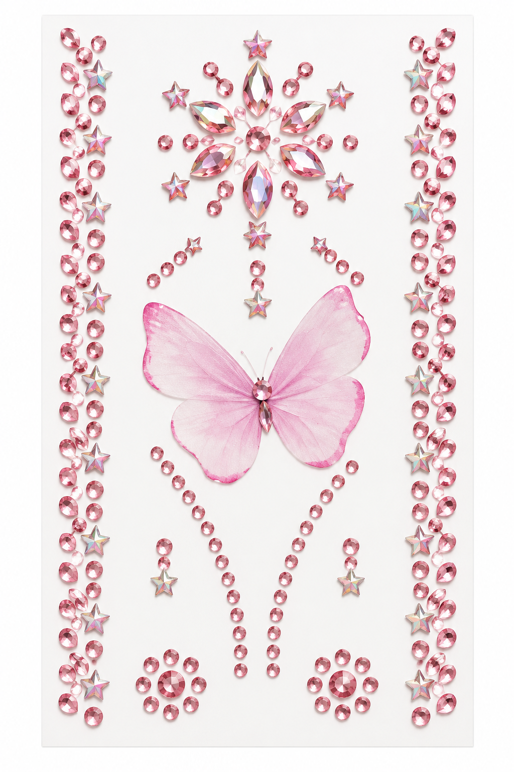 Pink Butterfly Rhinestone Sticker Sheet 🦋