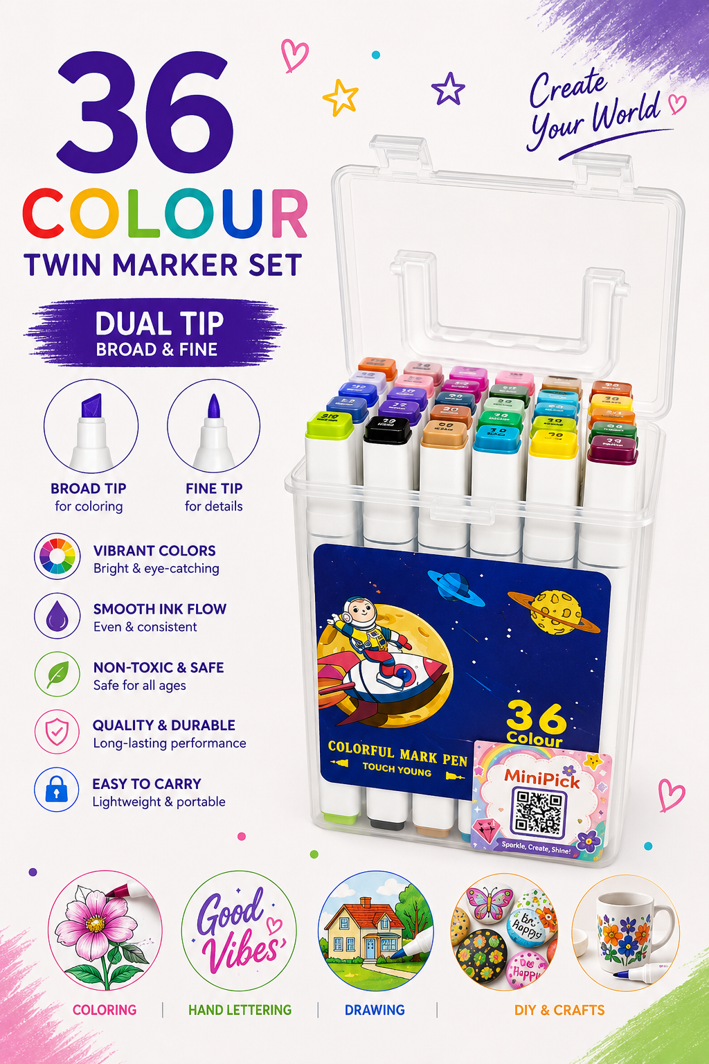36-Piece Touch Art Marker Pen Set