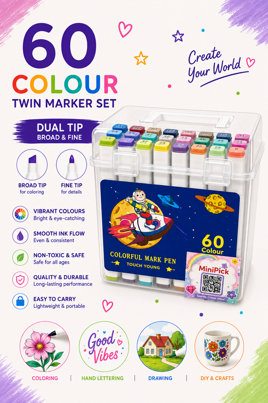 60-Piece Touch Art Marker Pen Set