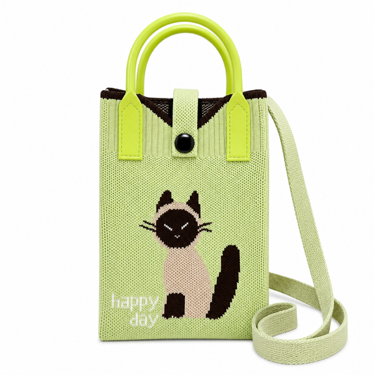 Cat Mini Knit Crossbody Bag