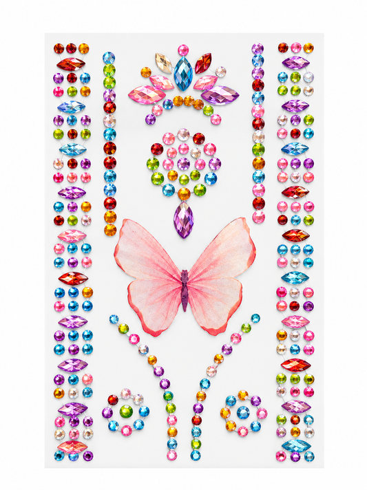 Pink Butterfly Rhinestone Sticker Sheet 🦋