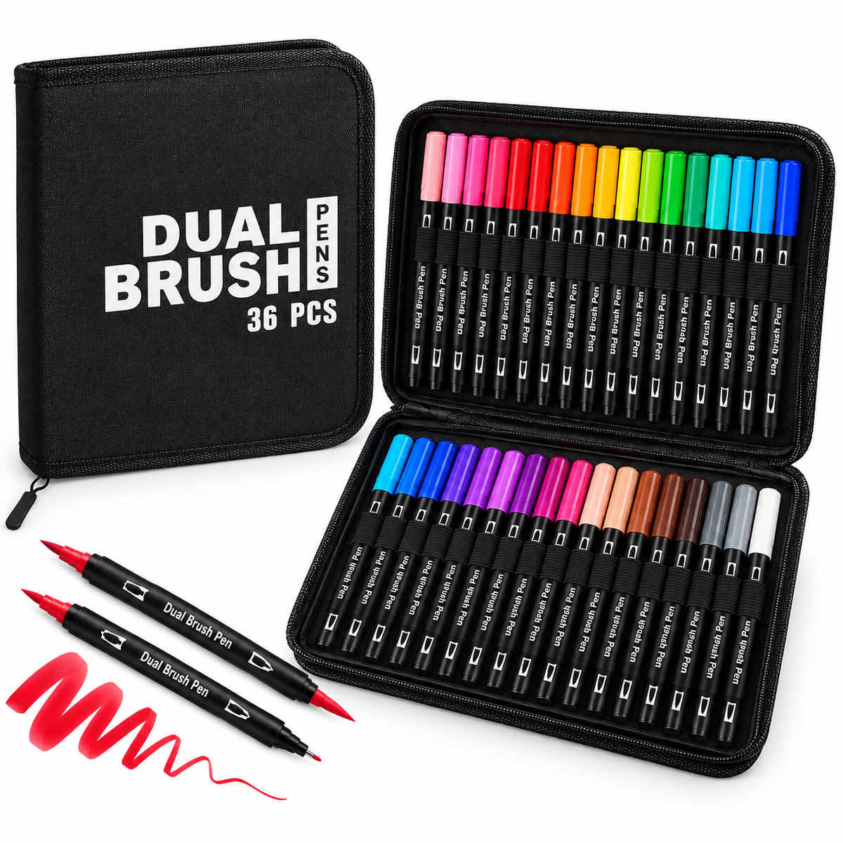 36 Colors Dual Brush Pens Set with Case