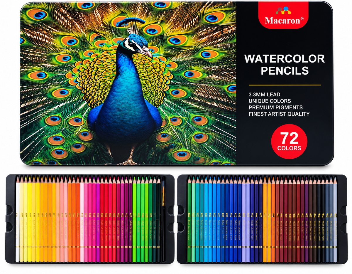 (72) Macaron Water Color Pencils Shades | 3.3mm Soft Thick Lead Water