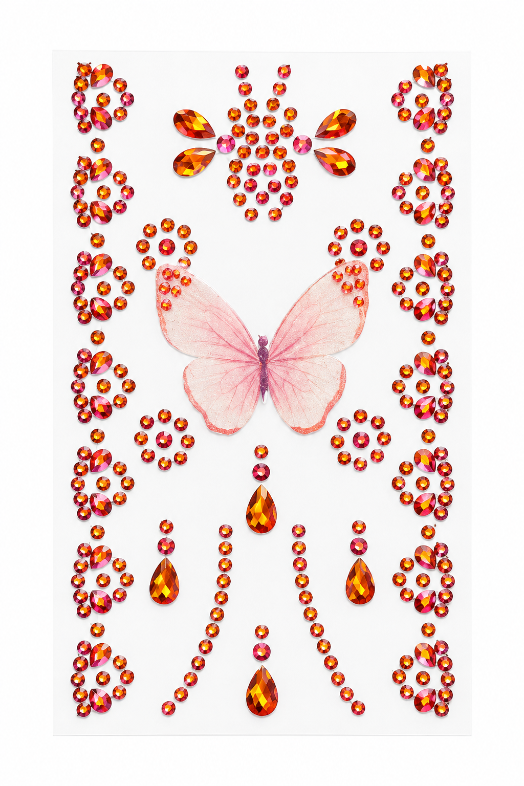 Pink Butterfly Rhinestone Sticker Sheet 🦋