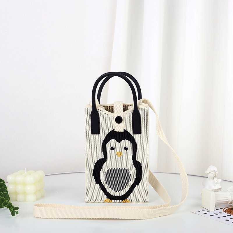 penguin Crossbody Mobile Sling Bag with Strap & Silicone Handle